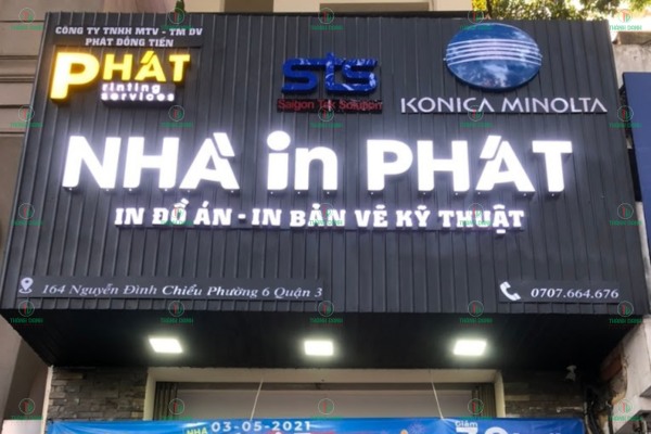 Bảng hiệu Alu hộp đèn sáng mặt trước