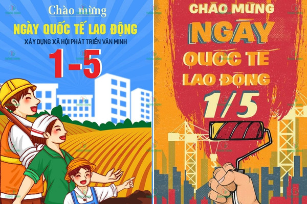 Mẫu backdrop 30/4 1/5 giá rẻ in bằng mica