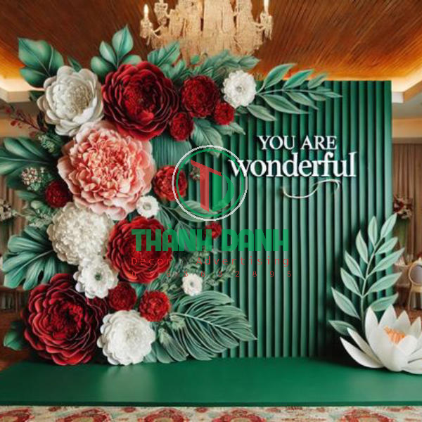 Backdrop trang trí sân khấu Giỗ Tổ Hùng Vương sự kiện ra mắt sản phẩm