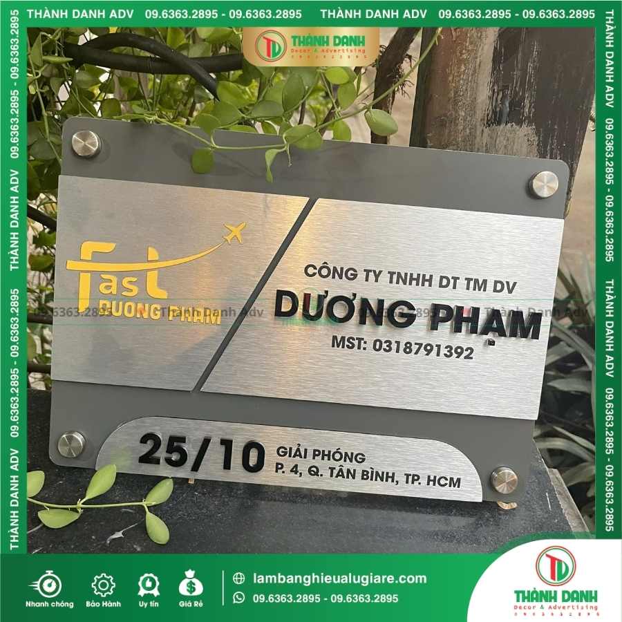 Gợi ý cách chọn đơn vị thi công bảng tên Công ty Inox bạc xước chữ nổi uy tín