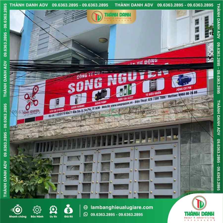 Quy trình làm bảng hiệu Hiflex In UV Khung Nhôm Cho Công Ty Song Nguyên