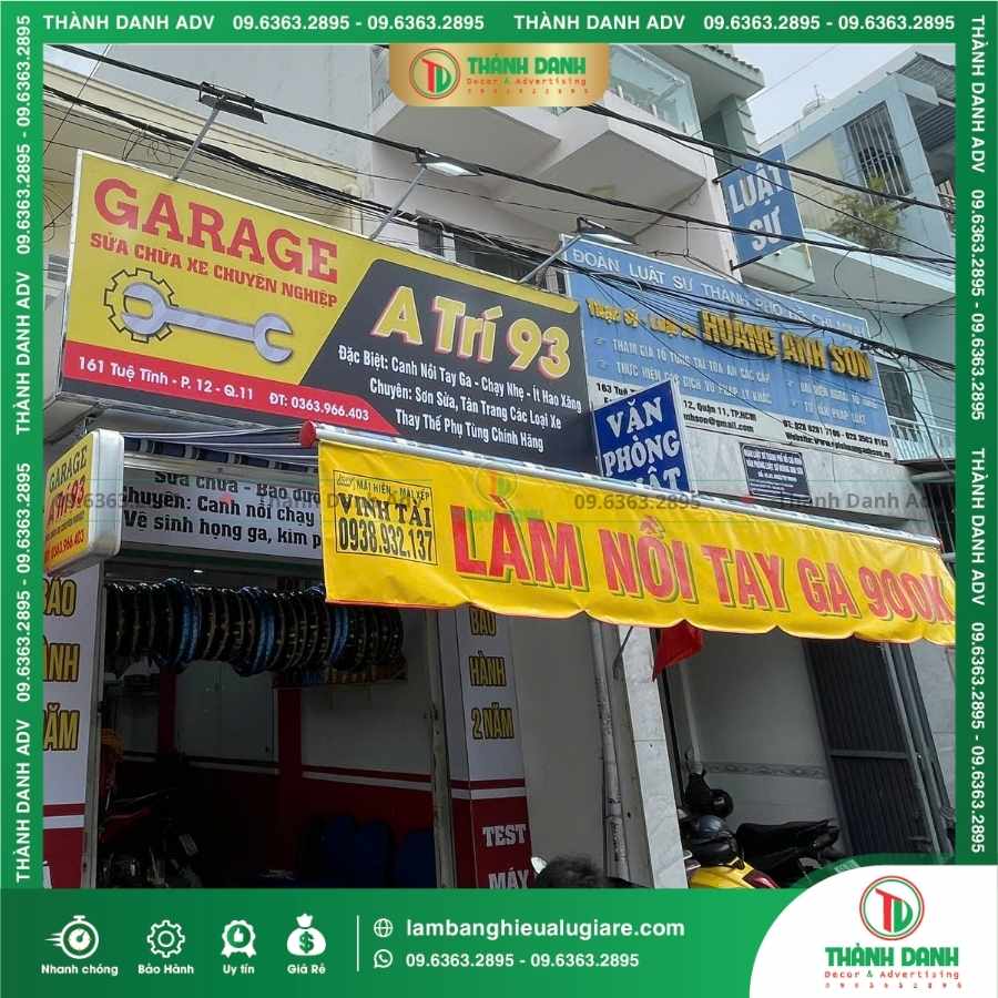 Quy trình làm bảng hiệu Hiflex in UV LED trợ sáng cho Garage A Trí 93