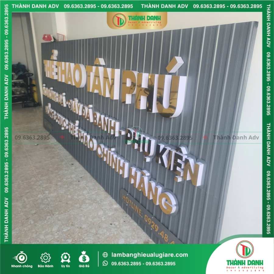 Quy trình thi công biển quảng cáo giá rẻ chuyên nghiệp cho cửa hàng Thể Thao Tân Phú